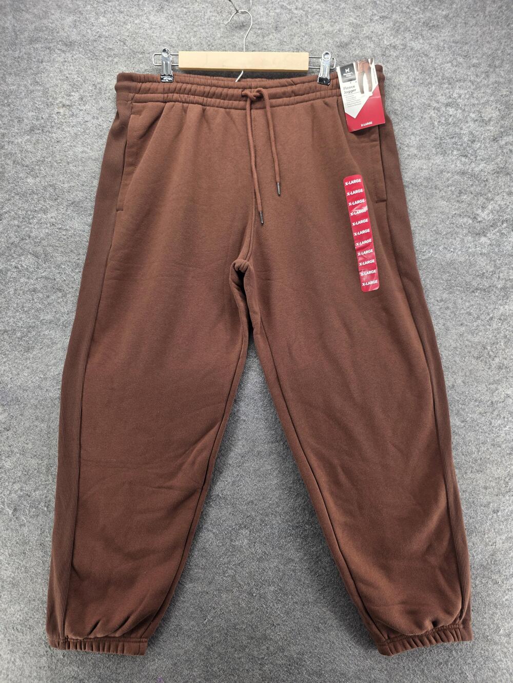 Member's Mark Pants Mens XL Brown Fleece Jogger Elastic Waist Pockets Stretch